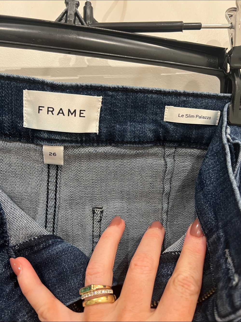FRAME Le slim palazzo High-Rise Wide-Leg Women’s Jeans - Dark Blue - Picture 5 of 8